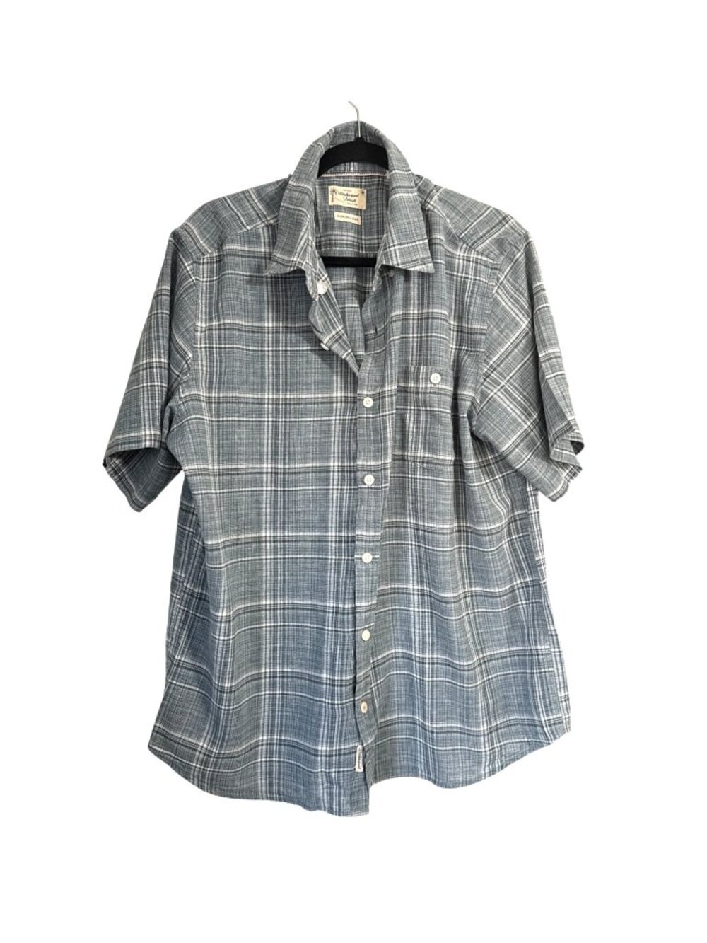 Original Weatherproof Vintage Mens Short-Sleeve Plaid Button-Up Shirt XL Blue Gr